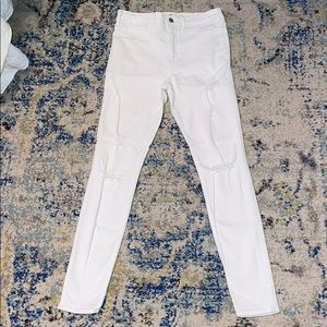 White high rise super skinny jeans with rips